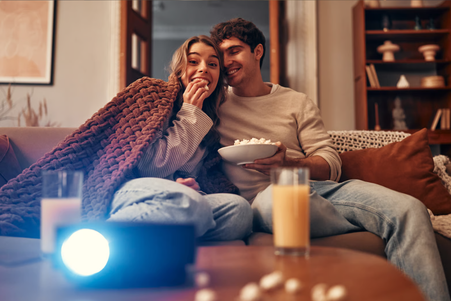 sessão de cinema em casa